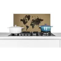 KitchenYeah Spatscherm keuken 60x30 cm - Kookplaat achterwand Wereldkaart - Vormen - Windroos - Muurbeschermer - Spatwand fornuis - Hoogwaardig aluminium