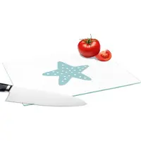 KitchenYeah Glazen Snijplank - 28x20 - Ster - Stippen - Pastel - Meiden - Jongens - Kids - Snijplanken Glas
