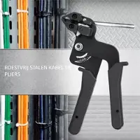 Markenlos Kabelbindertang voor RVS Kabelbinders – Roestvrijstalen Spantang & Kniptang – Zelfborgende Kabelbinderpers – Geschikt voor 12mm RVS Kabelbinders – Snij- en Spangereedschap in één