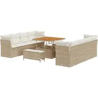 vidaXL Tuinbank Set 11 st Beige poly rattan