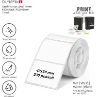 Olympia Thermische etiketten OL6320 - 40 x 30 mm - Wit - 230 pcs. - Thuis | Kantoor | Hobby - 1-Pack