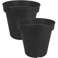 Pro Garden Plantenpot/bloempot Botanic - 2x - Tuin buiten - kunststof - zwart - Dia 30 cm - rond