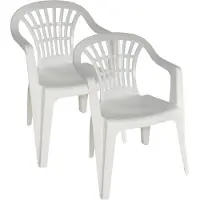 Gerimport Stoel voor buiten/binnen - 4x - tuinstoelen - wit - 50 x 54 x 76 cm - stevig kunststof - Bijzet stoelen