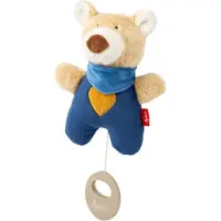 Sigikid mini muziekdoosje beer Yellow donkerblauw