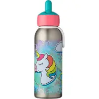 Mepal Isoleerfles flip-up Campus - 350 ml - 12 uur koud / 4 uur warm - Drinkfles met rietje voor kinderen - Unicorn