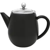 Bredemeijer - Dubbelwandige theepot Eva - 1,1 liter - Mat zwart - Met filter
