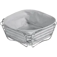 Kesper Zilver, 26 x 26 x 11 cm Roestvrijstalen brood- en fruitmand in grijs, Brood bewaren, Grijs
