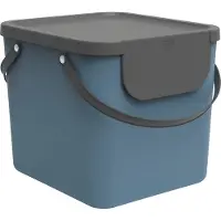 Rotho Albula Afvalscheidingssysteem 40l voor de keuken, Kunststof (PP) BPA-vrij, blauw/antraciet, 40l (40.0 x 35.8 x 34.0 cm)