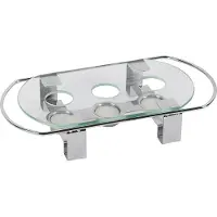 Assheuer + pott Voedselwarmer 3 vlammen glazen plaat 34x18x6cm, Warmhoudplaat, Grijs