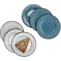 MamboCat Set van 6 ROME wit & blauw steengoed gebaksbordjes voor 6 personen - 3x 24323280 & 3x 24232356