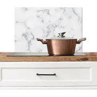 KitchenYeah Spatscherm keuken 60x40 cm - Kookplaat achterwand Marmer - Wit - Zilver - Glitter - Marmerlook - Chique - Muurbeschermer - Spatwand fornuis - Hoogwaardig aluminium