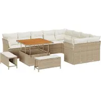 vidaXL Tuinbank Set 12 st 9-Aantal zitplaatsen Beige en Crème