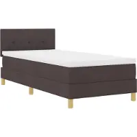 vidaXL LED Box Spring Bed met kussen Donkerbruin 90 x 200 cm Stof