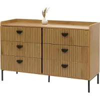 MCW Ladekast -O39, hoge kast, 6 laden melamine MDF 80x120x44cm ~ naturel