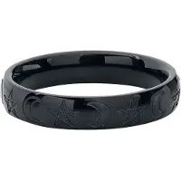 EtNox - Gothic Ring - Mond und Pentagramm - zwart - Maat 59