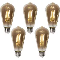 LUEDD Set van 5 E27 dimbare LED lampen ST64 smoke glas 5W 450 lm 2700K