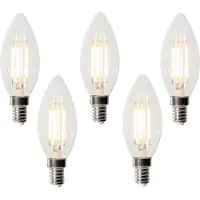 LUEDD Set van 5 E14 3-staps dimbare LED lampen B35 helder 4W 450 lm 2700K
