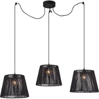 QAZQA Buiten hanglamp zwart met zwarte touwkap 3-lichts IP44 - Cava Jayla