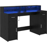 vidaXL Bureau Zwart eiken Bewerkt hout 140 x 55 x 91 cm