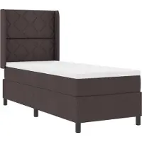 vidaXL LED boxspringbed met kussens, donkerbruin, 80 x 200 cm, gestoffeerd