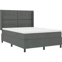 vidaXL LED Box Spring Bed met hoofdeinde Donkergrijs 140 x 200 cm Stof