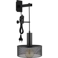 Globo Zwarte wandlamp Jedd met kap Ø 25cm - 15648W3