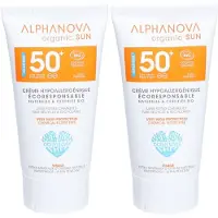 Alphanova Certified Organic Hypoallergenic SUN Cream SPF 50+ Voor HET Gezicht 2x50 g Huidcrème