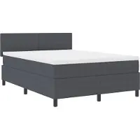 vidaXL LED boxspringbed, donkergrijs en wit, 160 x 200 cm, bekleding van cordstof