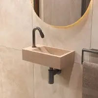 Salenzi travertin light fontein 40x22 cm links wandmodel