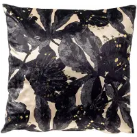 Dutch decor MOSI - kussenhoes 45x45 cm - bloemenprint - Brazillian Sand - beige, zwart - met rits - zonder binnenkussen