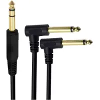 Dolphix 6,35mm Jack stereo - 2x 6,35mm Jack mono haaks kabel | verguld | 0,30 meter
