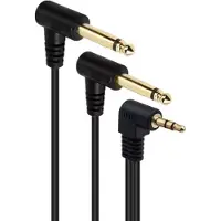 Dolphix 3,5mm Jack stereo haaks - 2x 6,35mm Jack mono haaks kabel | verguld | 1,8 meter