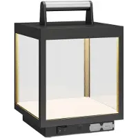 LUCANDE LED oplaadbare tafellamp Cube, aluminium, IP54, dimbaar, zwart, Aluminium, Modern