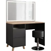 Vicco Karen Kaptafel set met kruk – 110 cm met kruk en LED-spiegel Antraciet/Artisan