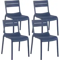 Oviala - Set van 4 Pacific Blue kunststof terrasstoelen - Paname