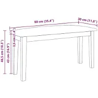 vidaXL Bank 90 cm massief hout rubber wit