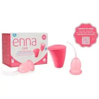 Enna Menstruatiecups, Menstruatiecup maat M met inbrenghuls en sterilisatordoos - Set van 2 (M)