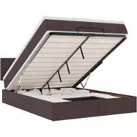 vidaXL Ottoman bed met matras en LED's 140x200cm stof donkerbruin
