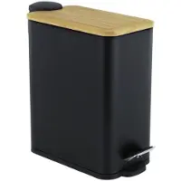 Viking Choice Pedaalemmer - Prullenbak Badkamer 5 Liter - Zwart Bamboe - Moderne Design