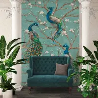 A.S. Création Fotobehang BirdTurquoisie DD114648 Absolutely Chic Blauw Bruin Vlies 280 x 200 cm (2 Teile) Fotobehang online webshop