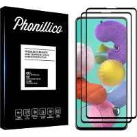 Phonillico Screenprotector voor Samsung Galaxy A51 - 2 stuks Beschermglas van glas Transparante glazen schermbeschermfolie met zwarte randen