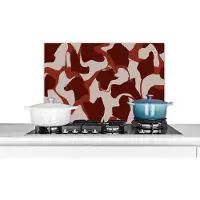 KitchenYeah Spatscherm keuken 70x50 cm - Kookplaat achterwand Abstract - Bruin - Kleuren - Pastel - Muurbeschermer - Spatwand fornuis - Hoogwaardig aluminium