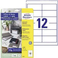 Avery-Zweckform AVERY Universele etiketten, permanent klevend 6123 A4 Wit 97 x 42,3 mm 10 Vellen à 12 Etiketten