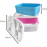 MuchoWow Broodtrommel Blauw - Lunchbox Marmer - Steen - Wit - Grijs - Zwart - Marmerlook - Brooddoos 18x12x6 cm - Brood lunch box - Broodtrommels voor kinderen en volwassenen