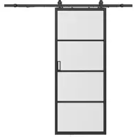 Vente-unique Schuifdeur met wandbevestiging - aluminium en transparant gehard glas - H205 x L83 cm - SINCA II