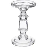 Atmosphera kaarsen kandelaar Decoglass - voor stompkaarsen - glas - transparant - 11 x 19 cm