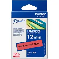 Brother TZe-431 Tape Zwart op rood (12 mm)