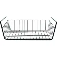 MSV Kastmandje - opberg/hang mandjes - rvs - zwart - 39 x 25 x 14 cm - draadmand