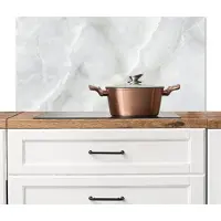 KitchenYeah Spatscherm keuken 100x50 cm - Kookplaat achterwand Marmer - Wit - Patronen - Steen - Marmerlook - Muurbeschermer - Spatwand fornuis - Hoogwaardig aluminium