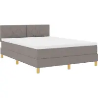 vidaXL LED boxspringbed met hoofdeinde, taupe, 140 x 200 cm, gestoffeerd